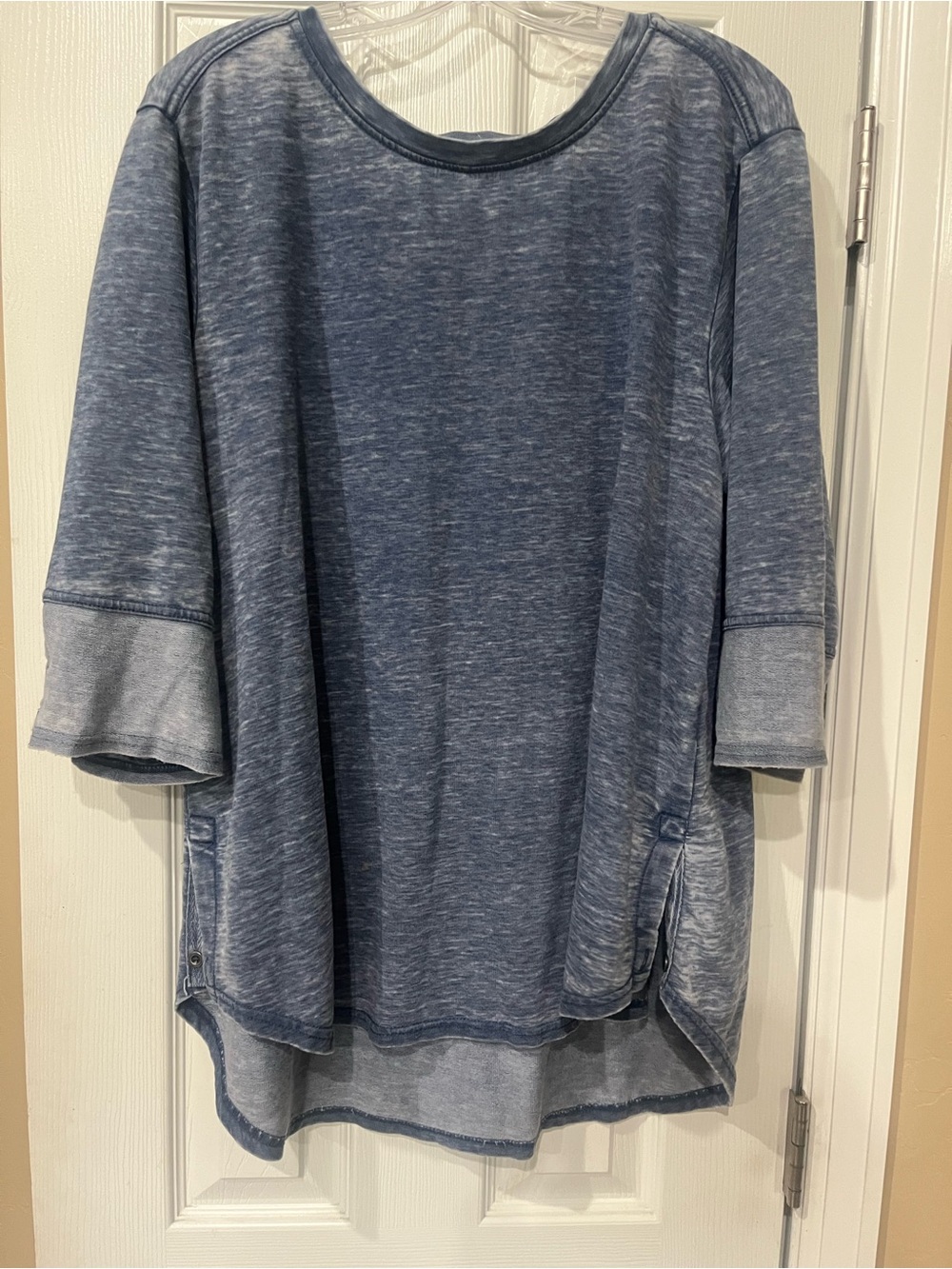 Jane and Delancey Heathered Blue Relaxed Tunic Sweatshirt